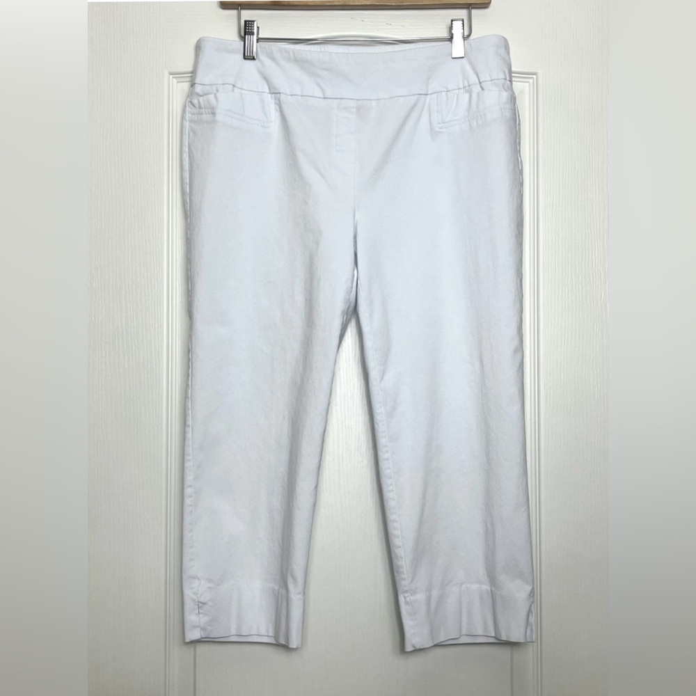 Y2K Zac & Rachel White Capri Pants Size 12 Stretch Cropped Elastic Waist